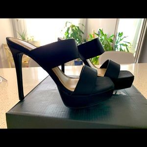 BNIB black satin heels